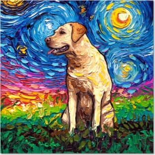Yellow Labrador Night 2 Posters and Art